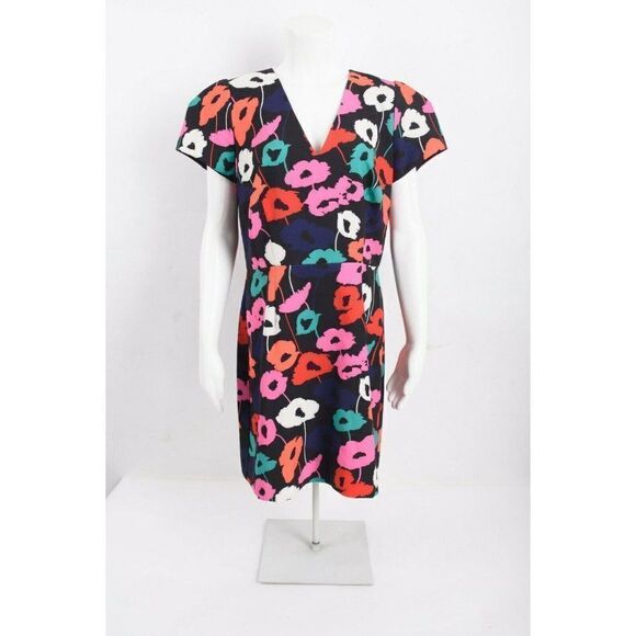 Milly Womens Atalie Sheath Dress Sz 12 MultiColor Poppy Floral Short Sleeve NWT - Picture 1 of 6